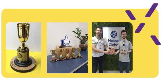 Troféus da SIPAT digital da Nelson Global com a Weex.