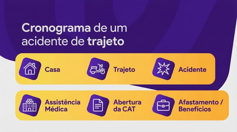 Infográfico: Linha do tempo de um acidente de trajeto
