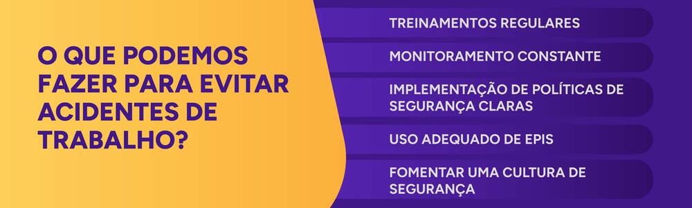 Infográfico perguntando e respondendo o que fazer para evitar acidentes de trabalho.