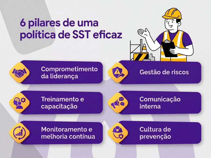 Infográfico: “6 pilares de uma política de SST eficaz”