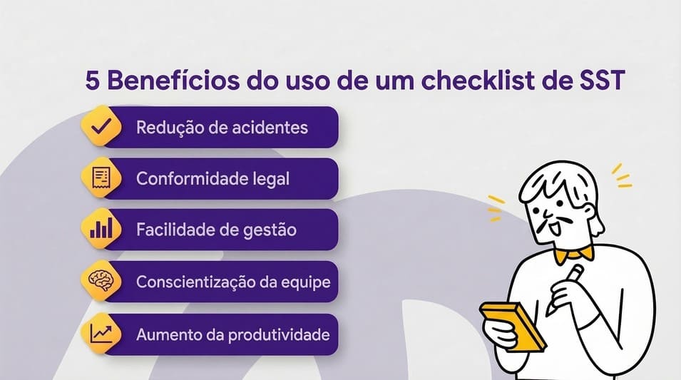 Infográfico simples: “5 Benefícios de usar um checklist de SST”