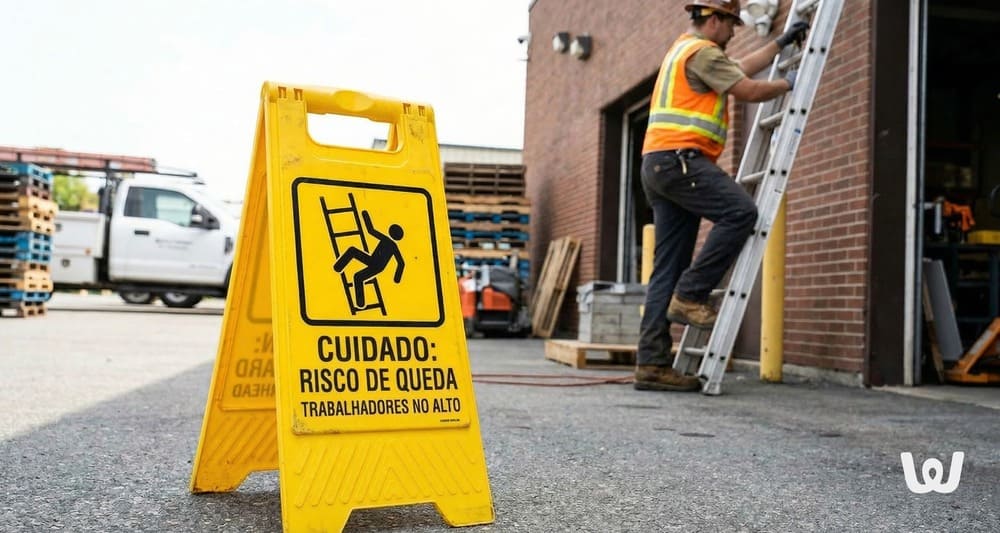 Imagem real: Placa de advertência em uso