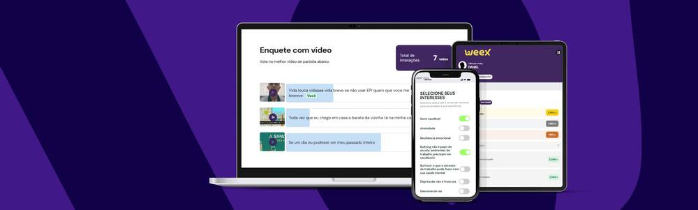 Imagem mostrando o funcionamento da plataforma Weex em dispositivos móveis variados.