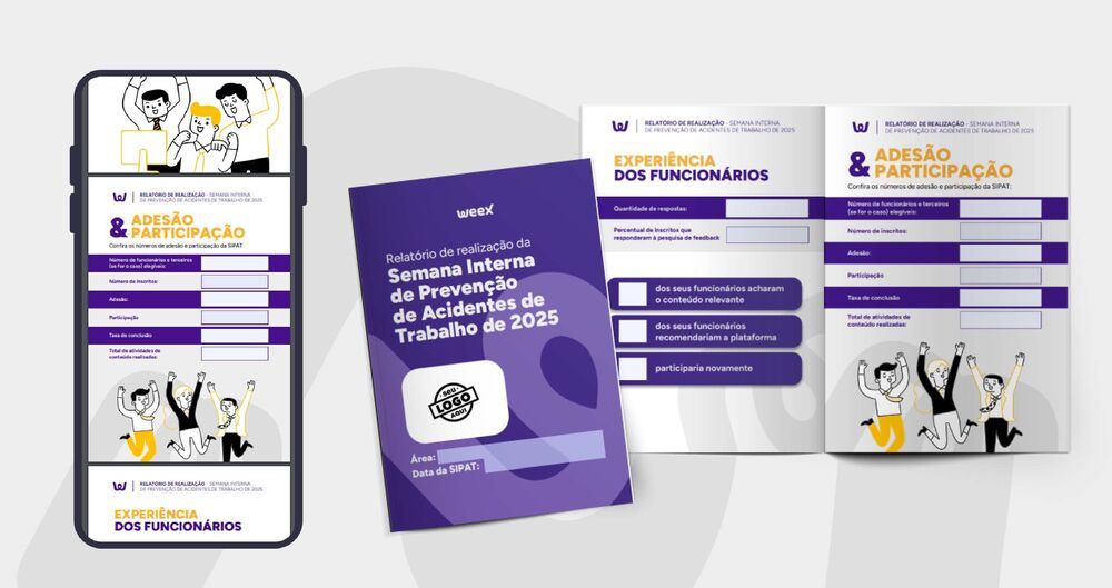 Telas de relatórios da plataforma da Weex.