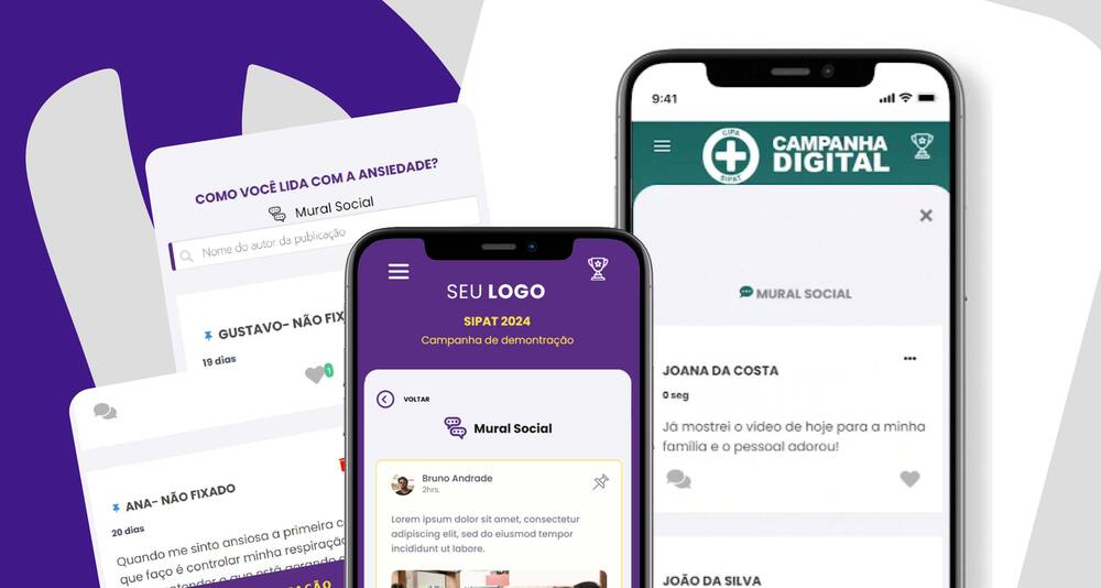 Imagem com temas de mural no celular.