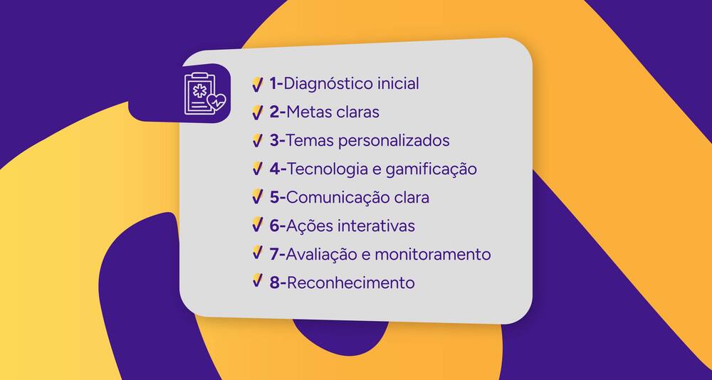 Infográfico com os os 8 passos para organizar uma SIPAT hospitalar.