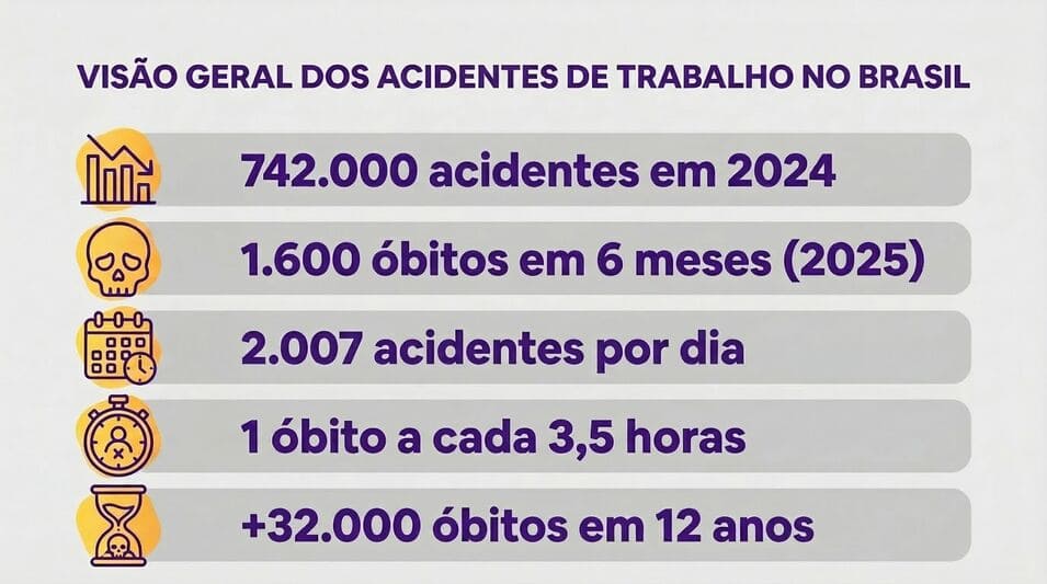 Panorama de acidentes de trabalho no Brasil.